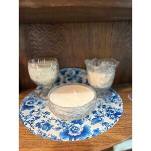 Candle in a Vintage crystal dish,  Vintage Decor